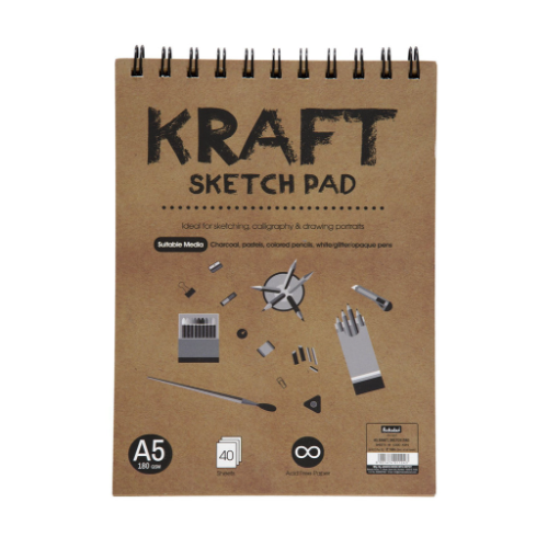SCHOLAR KSP2 A5 KRAFT SKETCH PAD DRAWING BOOK 180GSM 40SHEET
