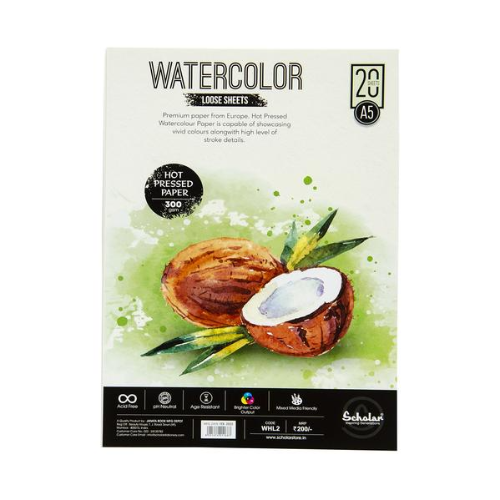SCHOLAR WHL2 A5 WATERCOLOR HOTPRESS LOOSE SHEET 20SHEET