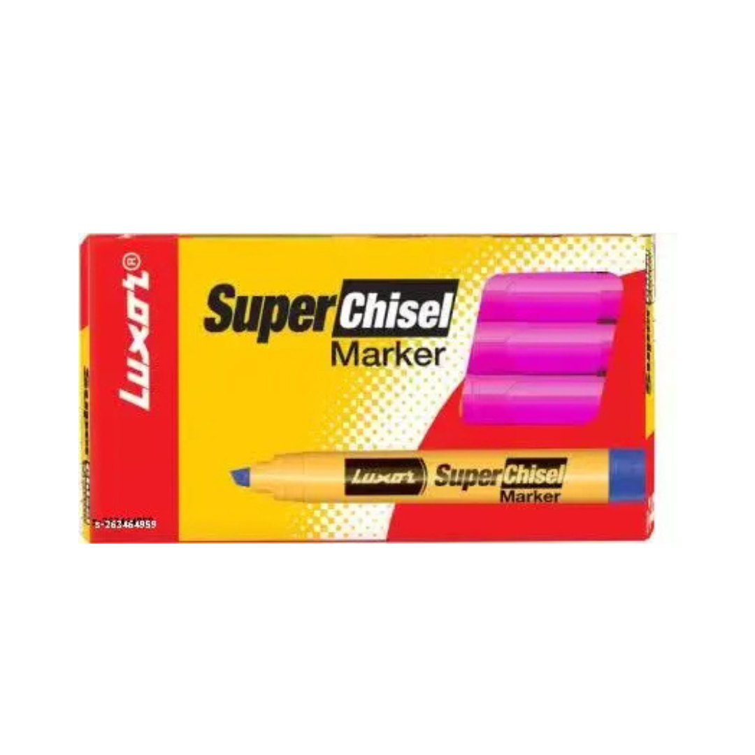 LUXOR 997N SUPER CHISEL MARKER BLACK PACK OF 10PCS - PINK