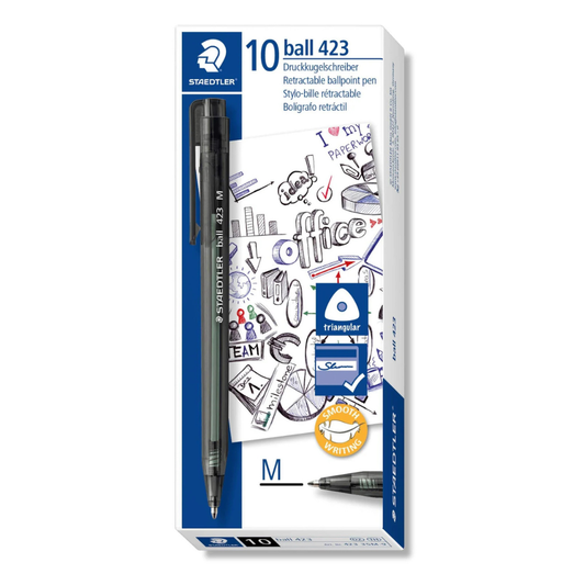STAEDTLER 423 M BALL PEN 0.45MM - BLACK, PACK 10