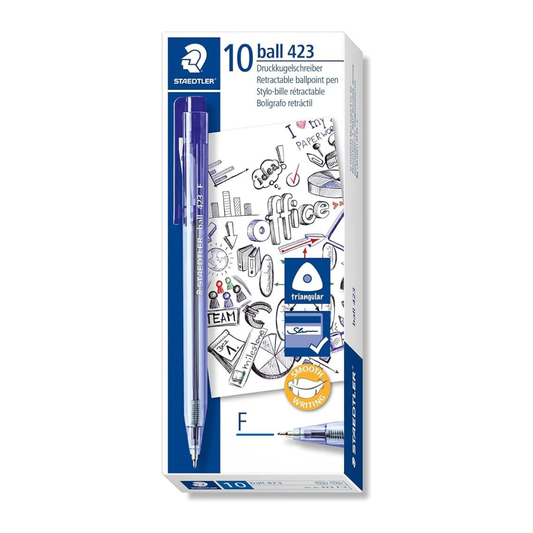 STAEDTLER 423 M BALL PEN 0.45MM - BLUE, PACK 10