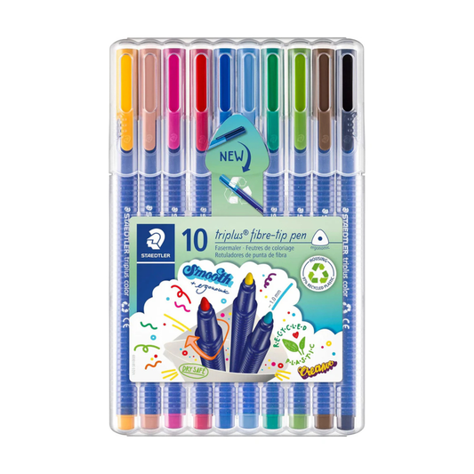 STAEDTLER 323 SB10 TRIPLUS FIBERTIP PEN PACK OF 10PCS