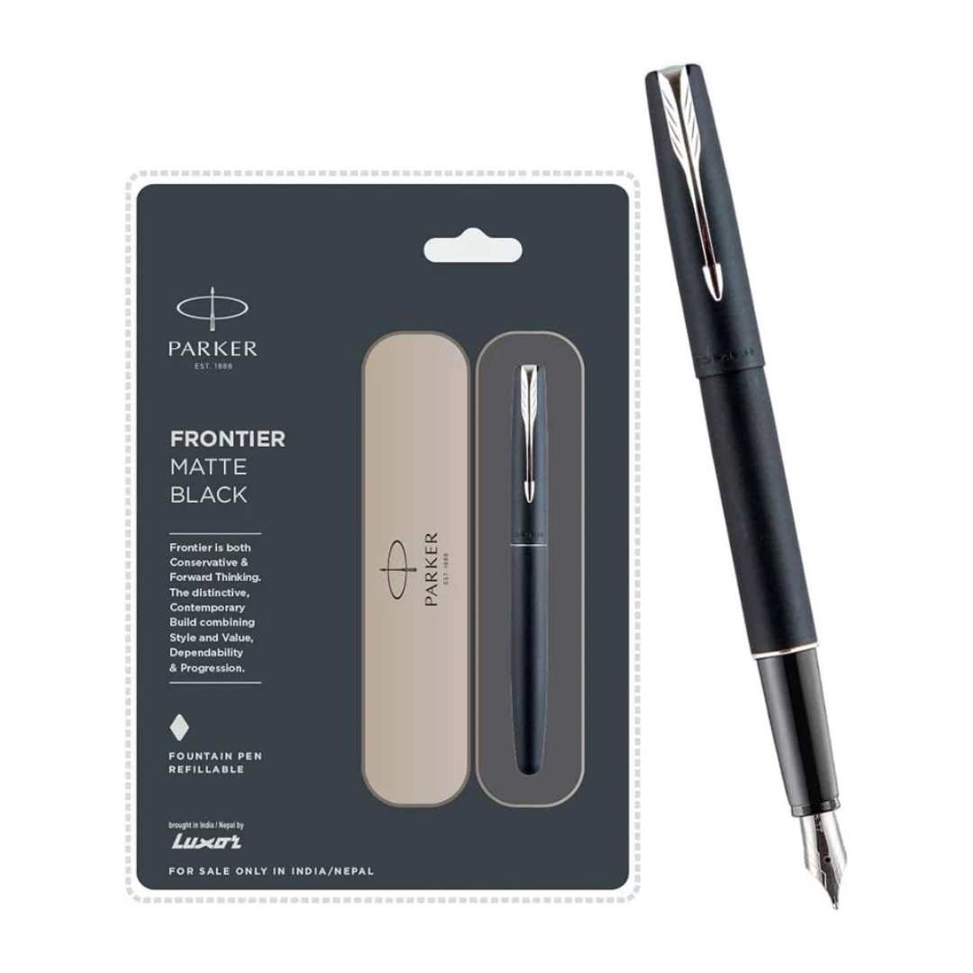 PARKER FRONTIER MATTE BLACK GUN METAL TRIM FOUNTAIN PEN