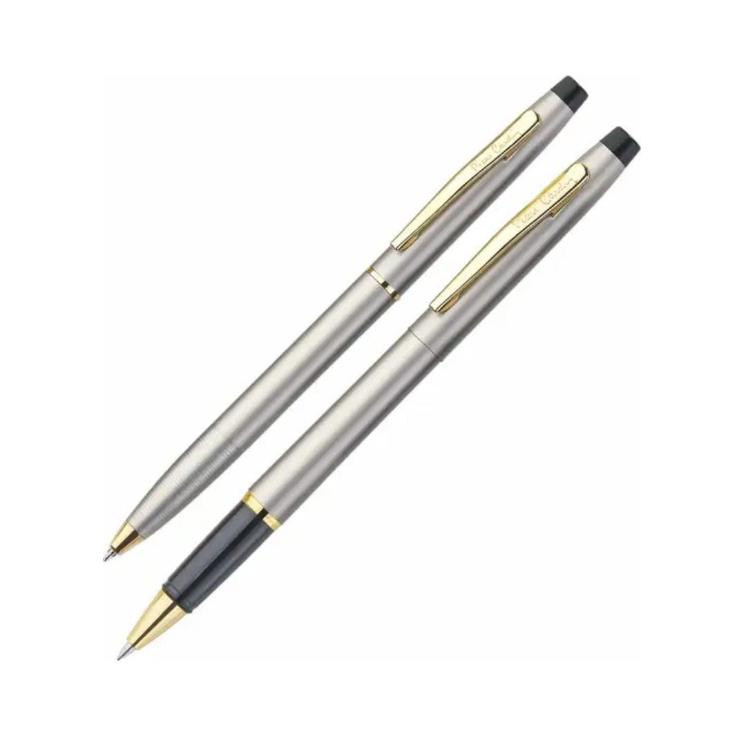 PIERRE CARDIN KRISS SATIN NICKLE SET ROLLER BALL PEN+BALL PEN
