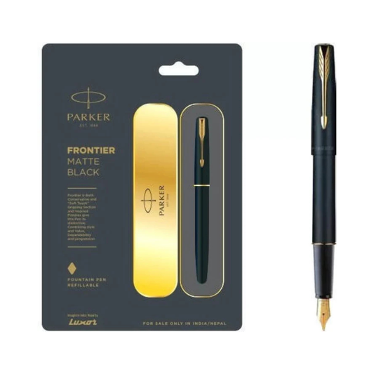 PARKER FRONTIER MATTE BLACK GOLD TRIM  FOUNTAIN PEN