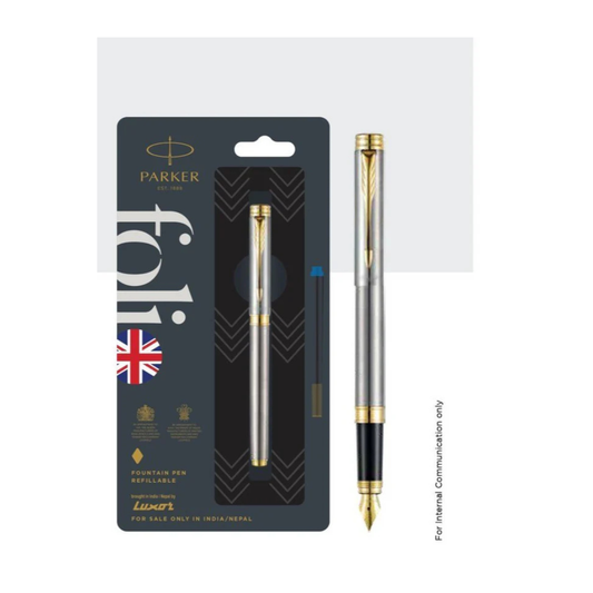 PARKER FOLIO STAINLESS STEEL GT FOUNTAIN PEN