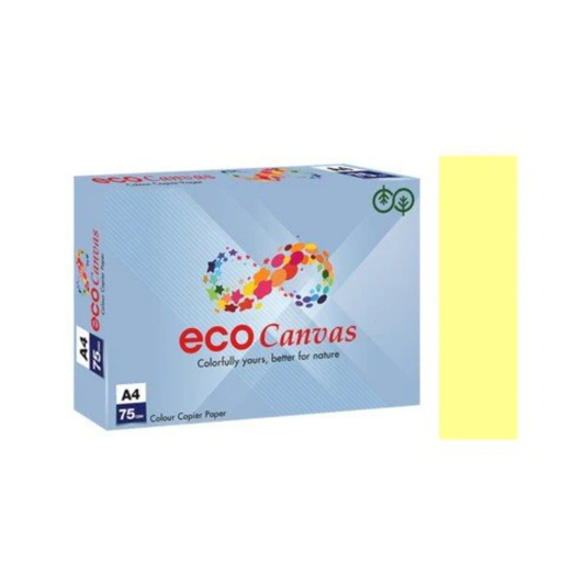 JK A4 75GSM ECO CANVAS COLOURED PAPER REAM YELLOW 500SHEET