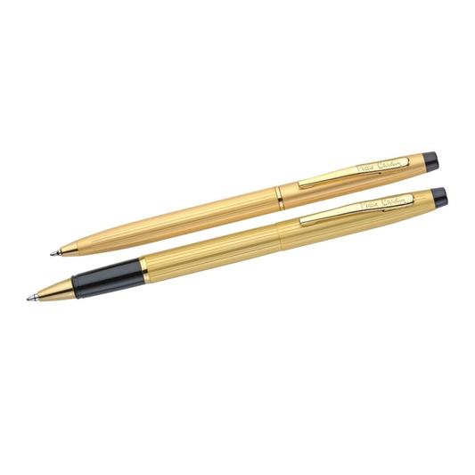 PIERRE CARDIN KRISS SATIN GOLD SET ROLLER BALL +BALL PEN