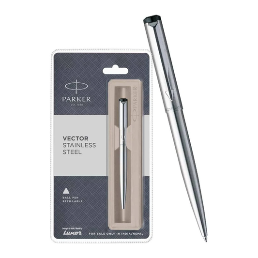 PARKER VECTOR STAINLESS STEEL CHROME TRIM BALL PEN