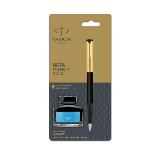 PARKER BETA PREMIUM GOLD FOUNTAIN PEN +INK