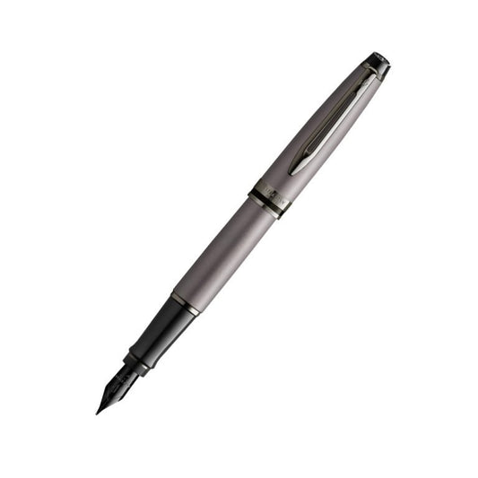 WATERMAN EXP MET SILVER RTH TRIM FOUNTAIN PEN-F
