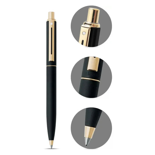 SHEAFFER 334 BRUSHED MAT BLACK & CHROME GOLDEN TRIM BALL PEN