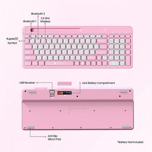 PORTRONICS 2206 BUBBLE SQUARE WIRELESS KEYBOARD PINK 2499