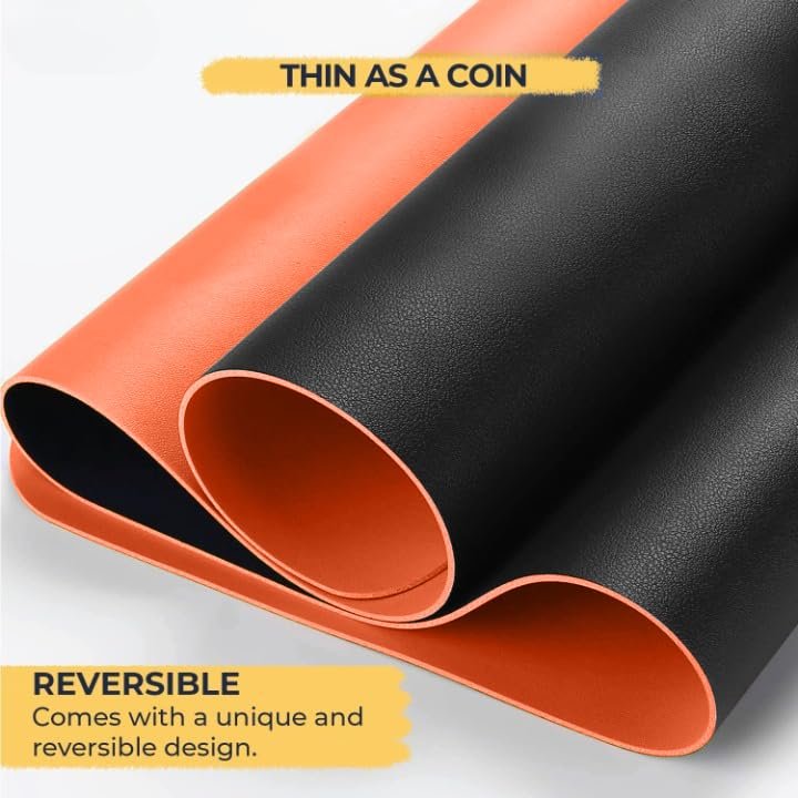 V-CUBE DESIGNS VEGAN LEATHER DESKMAT DUAL COLOR BLACK&ORANGE (75X40X0.18CM)