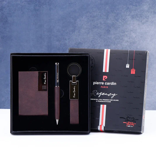PIERRE CARDIN REGENCY 3PCS SET BALL PEN+CREDIT CARD HOLDER +KEYCHAIN