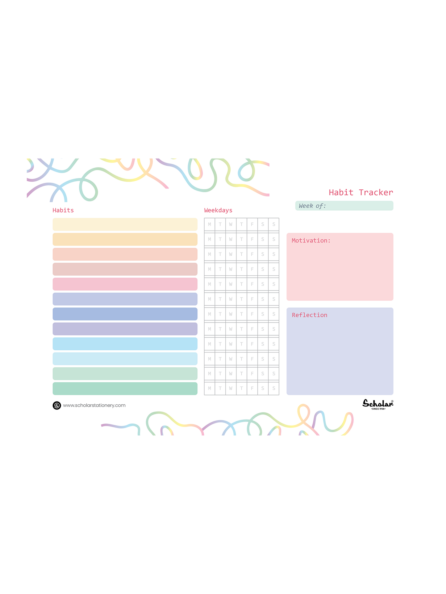 SCHOLAR HTWH A5 WEEKLY HABIT TRACKER HORIZONTAL 50SHEET