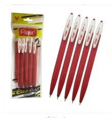 FLAIR EZEE CLICK BALL PEN PACK OF 5 PCS - RED