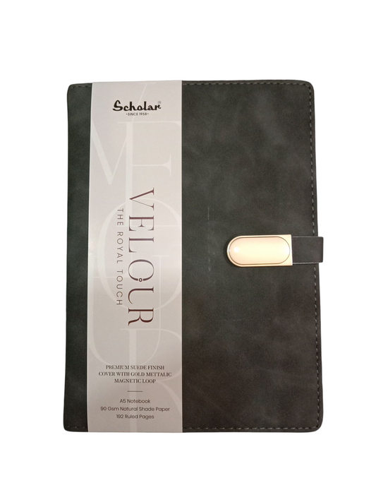 SCHOLAR VLR2 A5 VELOUR NOTEBOOK 192 PAGES - GREY