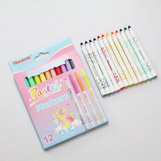 MACARON MCR-1990-20 PASTEL MARKER PACK OF 12PCS