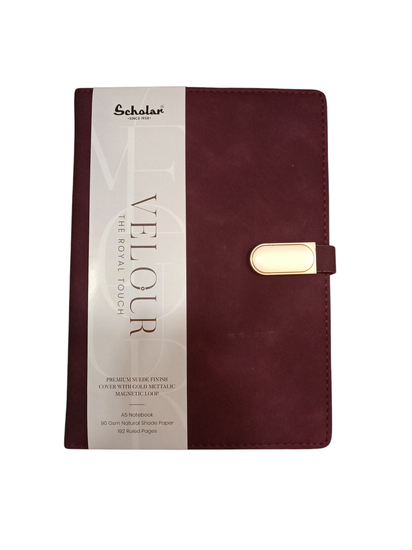 SCHOLAR VLR2 A5 VELOUR NOTEBOOK 192 PAGES - PLUM