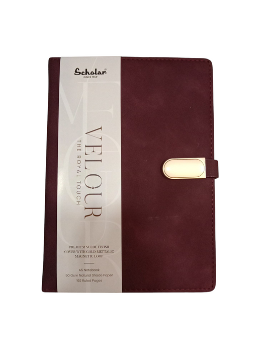 SCHOLAR VLR2 A5 VELOUR NOTEBOOK 192 PAGES - PLUM