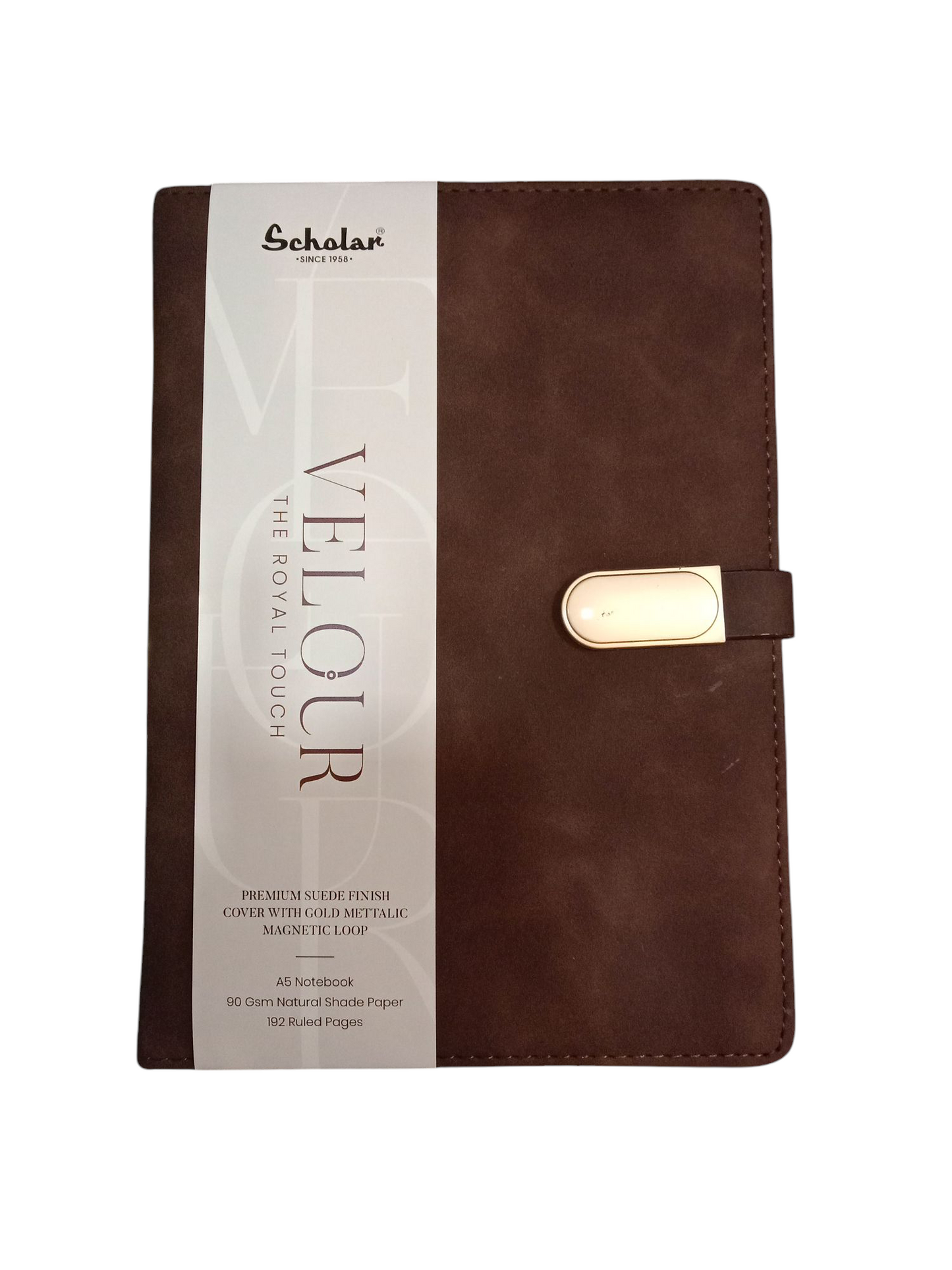 SCHOLAR VLR2 A5 VELOUR NOTEBOOK 192 PAGES - BROWN