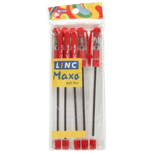 LINC MAXO FINE BALL PEN PACK OF 5PCS - RED
