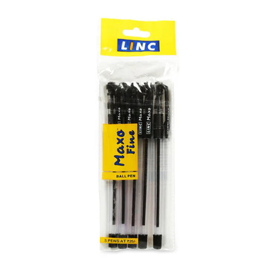 LINC MAXO FINE BALL PEN PACK OF 5PCS - BLACK