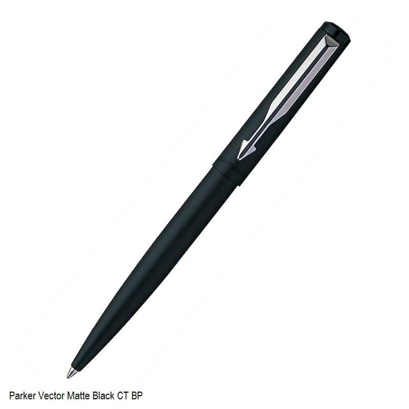 PARKER VECTOR MATTE BLACK CHROME TRIM BALL PEN