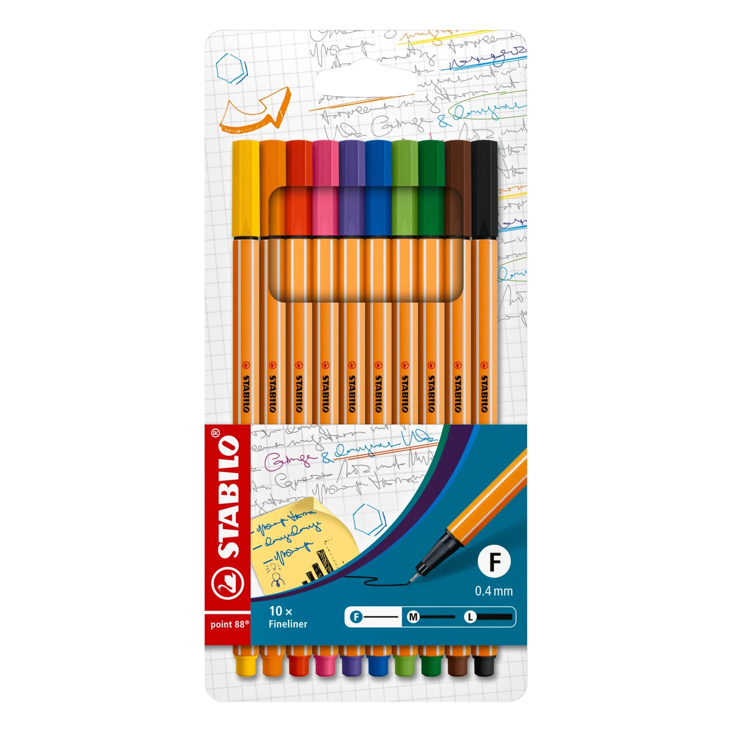 STABILO 8810 POINT FINELINER PEN 10PCS SET