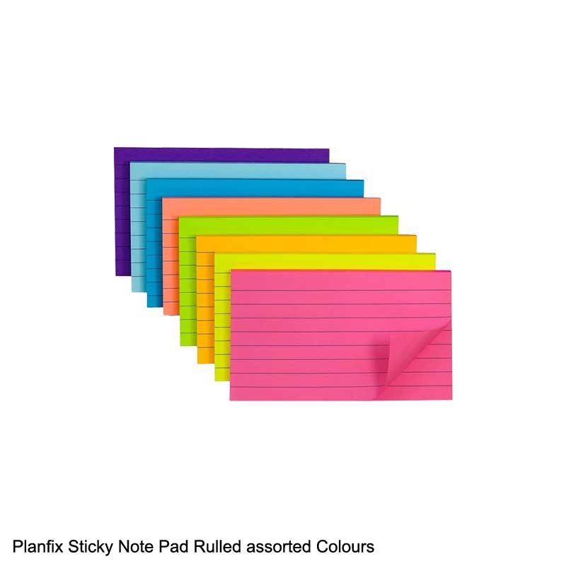 PLANFIX 9038 STICKY PAD RULED 4X6 280SHEETS 7COLORS