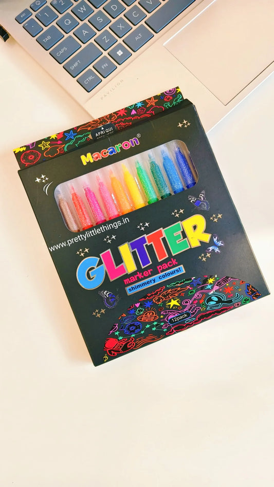 MACARON MCR-1990-17 GLITTER MARKER PACK OF 12PCS