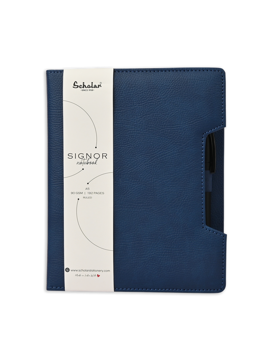 SCHOLAR SGN2 A5 SIGNOR NOTEBOOK WITH PEN - BLUE
