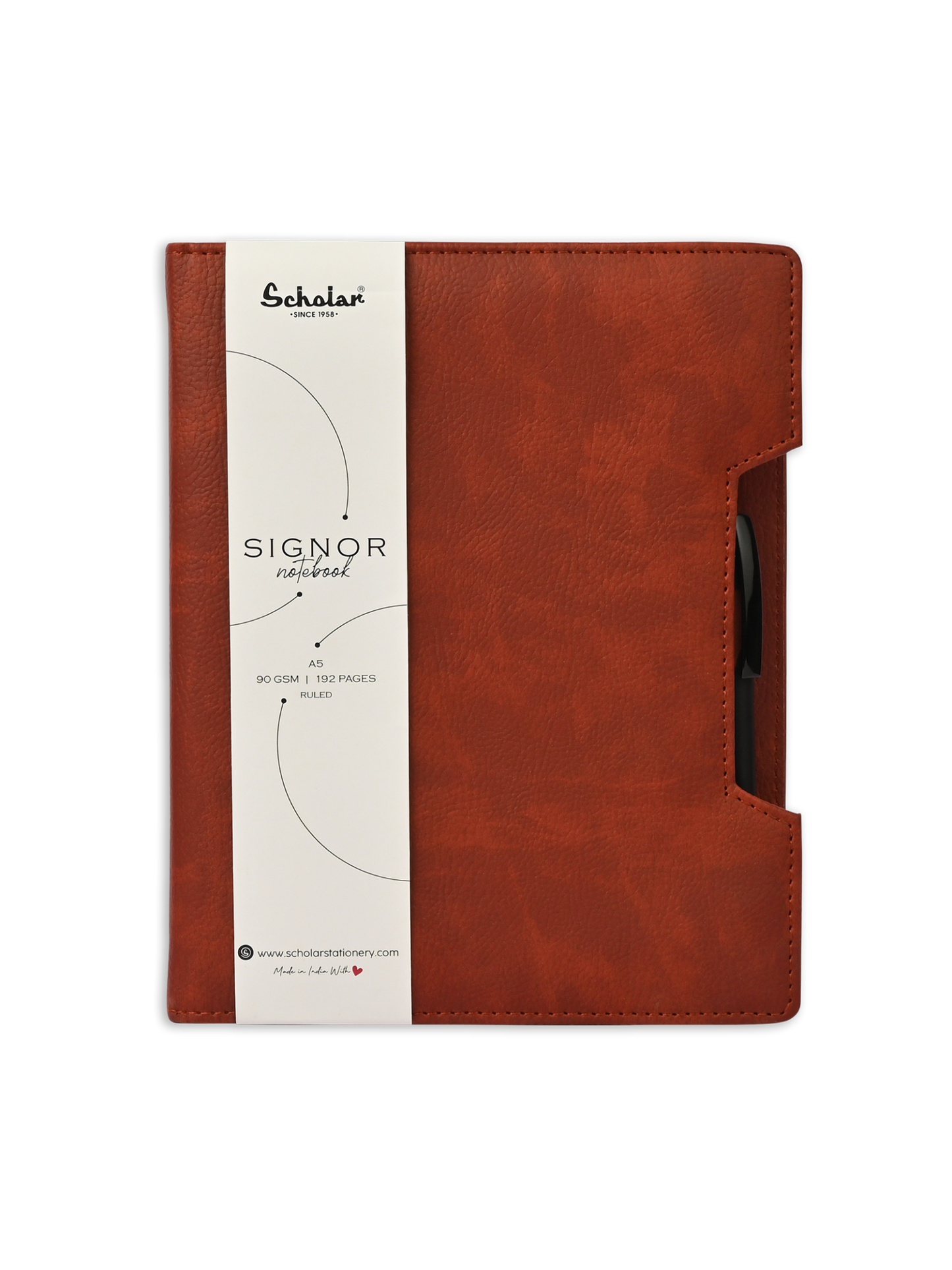 SCHOLAR SGN2 A5 SIGNOR NOTEBOOK WITH PEN - MAROON