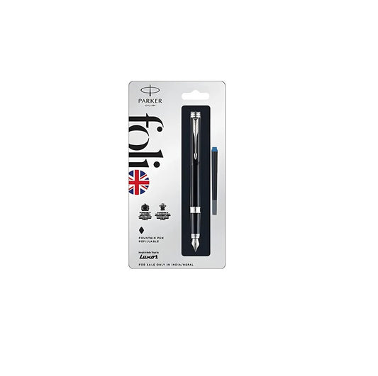 PARKER FOLIO STANDARD CHROME TRIM FOUNTAIN PEN
