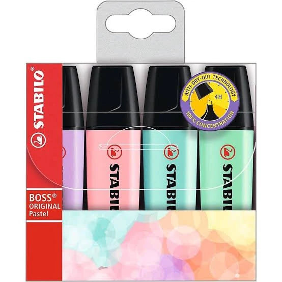 STABILO 70 BOSS PASTEL HIGHLIGHTER 4PCS SET