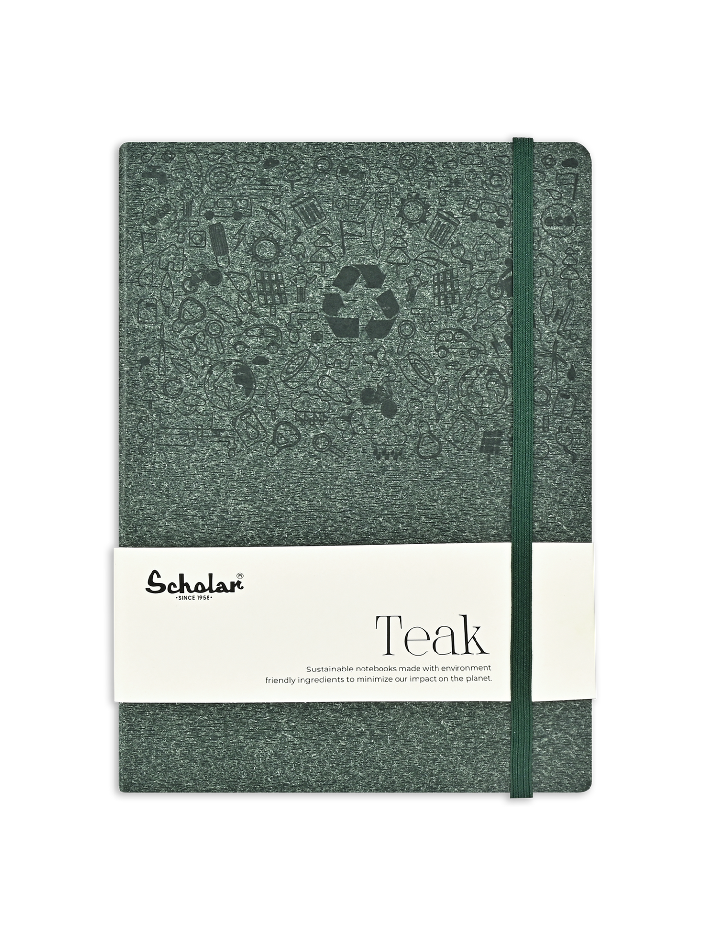 SCHOLAR TNB2 A5 TEAK NOTEBOOK - GREEN