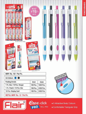FLAIR EZEE CLICK PRO BALL PEN 10 PC PKT