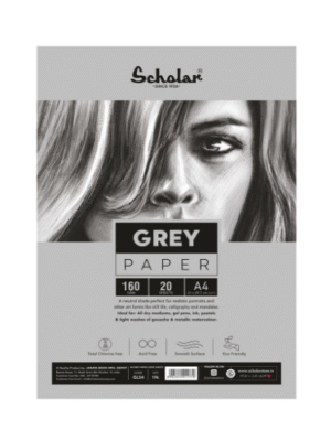 SCHOLAR GLS4 A4 GREY PAPER LOOSE DRAWING SHEET 170GSM 20SHEET