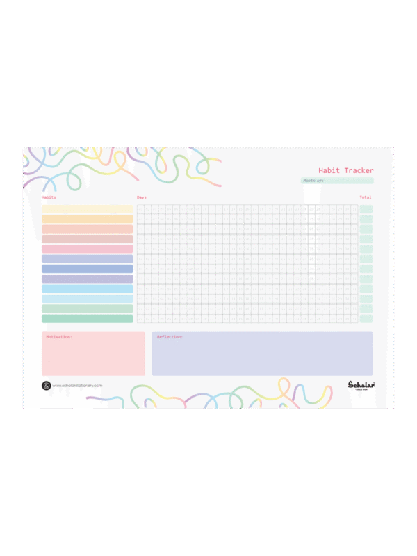 SCHOLAR HTMH A4 MONTHLY HABIT TRACKER 24SHEET HORIZONTAL