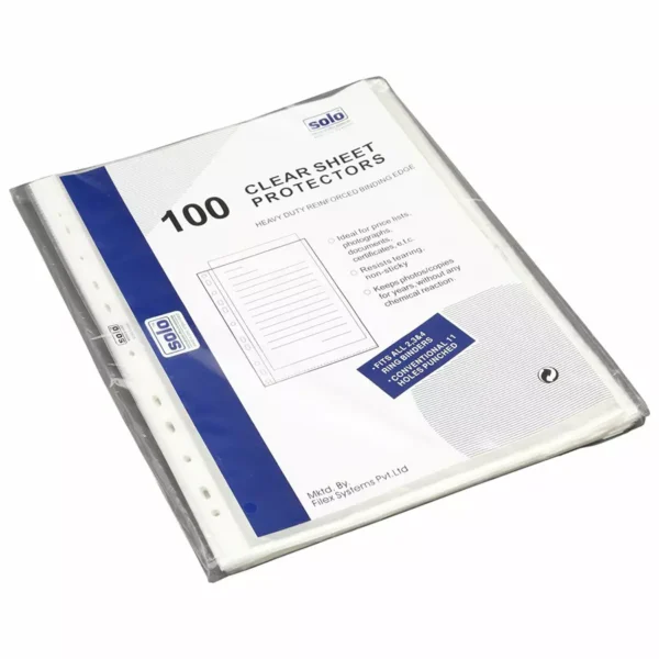 SOLO SP 101 11HOLE SHEET PROTECTOR PACK OF 100PCS