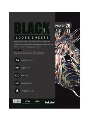 SCHOLAR BLS4 A4 BLACK PAPER LOOSE DRAWING SHEET 170GSM 20SHEET
