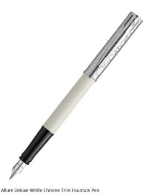 WATERMAN ALLURE DELUXE WHITE CHROME TRIM FOUNTAIN PEN FINE NIB
