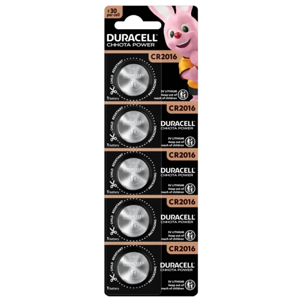 DURACELL CR2016 CHHOTA POWER CELL CARD OF 5PCS