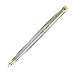 WATERMAN HEMISPHERE MATT STAINLESS STEEL GOLD TRIM BALL PEN
