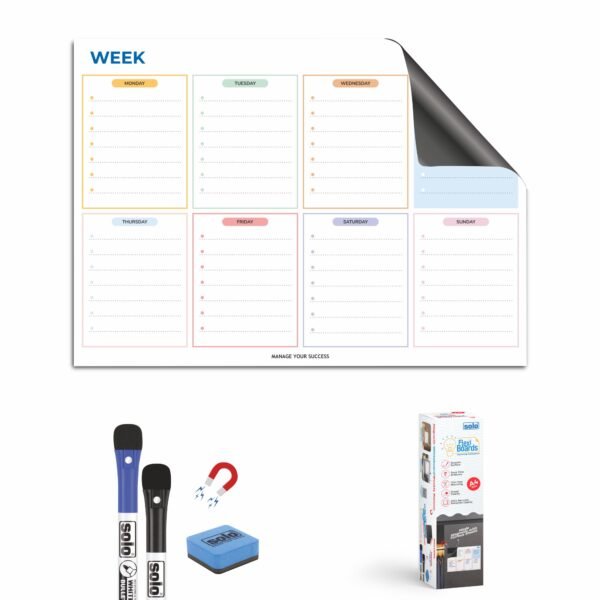 SOLO MWSA4W2 MAGNETIC WEEKLY PLANNER WHITEBOARD