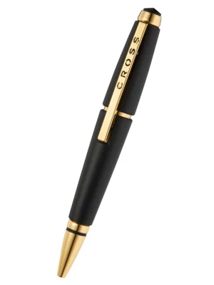 CROSS AT0555-20 EGDE MATTE BLACK GOLD TRIM 23KT GOLD PLATE ROLLER BALL PEN