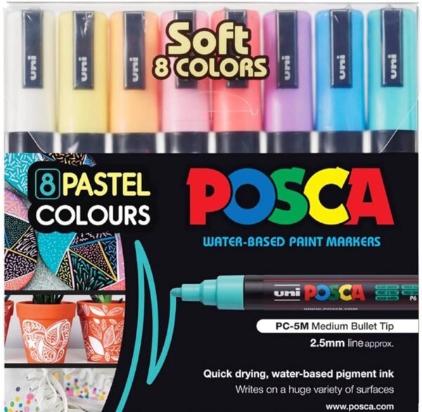 UNIBALL PC-5M POSCA SOFT COLOR MARKER 2.5MM PACK OF 8PCS