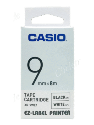 CASIO XR-PGN1 TAPE CARTRIDGE 9MMX8M BLACK ON WHITE TAPE