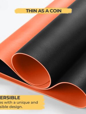 V-CUBE DESIGNS VEGAN LEATHER DESKMAT DUAL COLOR BLACK&ORANGE (75X40X0.18CM)